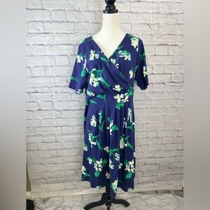 Lands’ End NWT Blue Indigo‎ Floral Fit & Flare Dress – Plus 1X